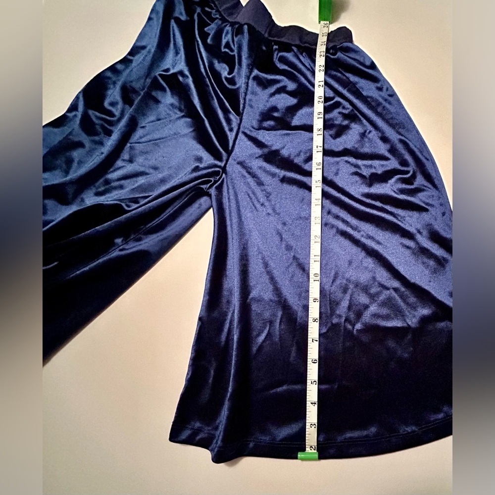 Girls Navy Satin Dance Pants - Picture 3 of 4